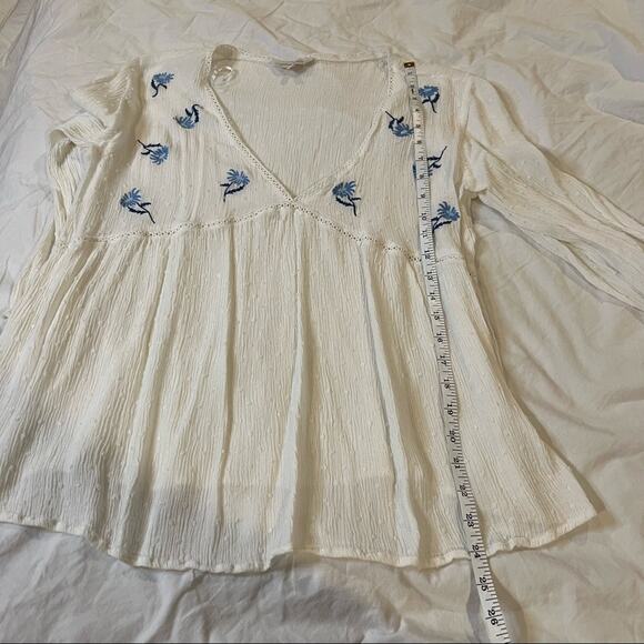 Amaryllis Clip Dot V-Neck Embroidered Peasant Blouse size PXL - Picture 4 of 9